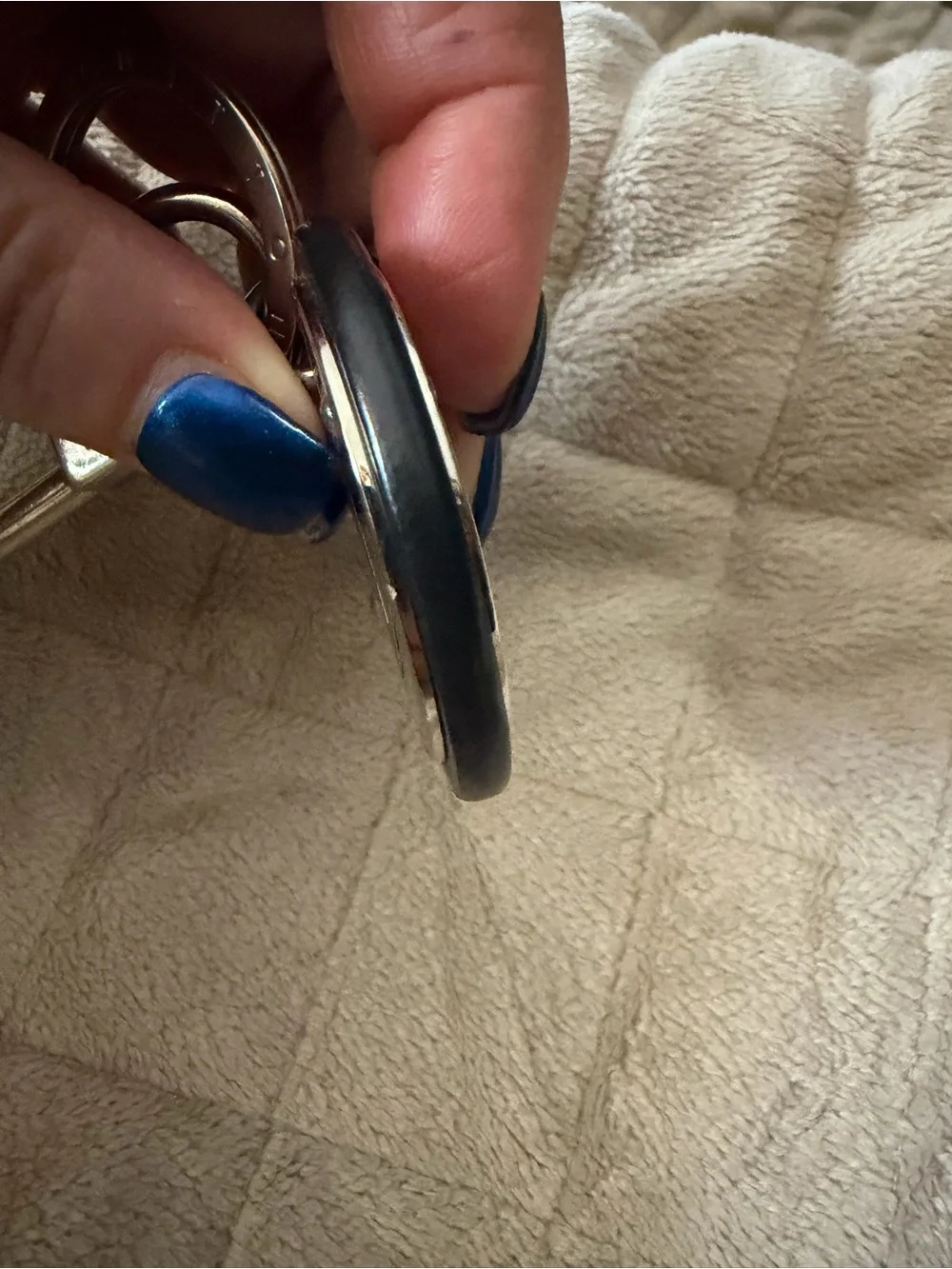 Louis Vuitton Black & Silver LV Round Key Holder Charm